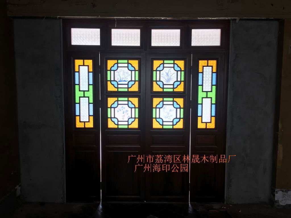 Elegant antique manchuria window into the glass with real wood production 4