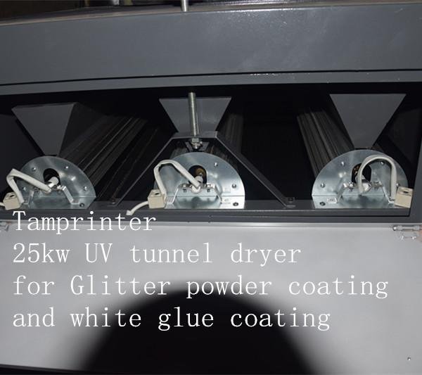 25kw UV tunnel dryer for Glitter powder coating and uv glue coating  2