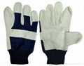 Knitted wrist leather palm gloves