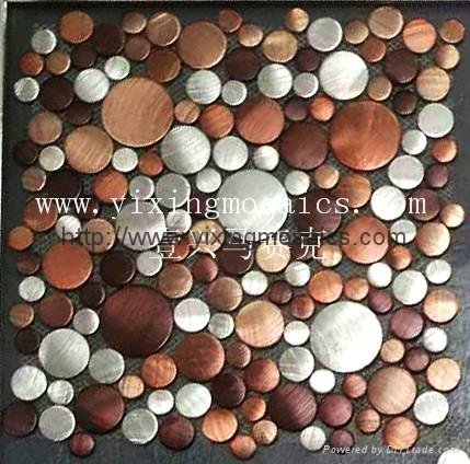 MA77 round colourful Brushed Aluminium metal Mosaic Wall or floor tile