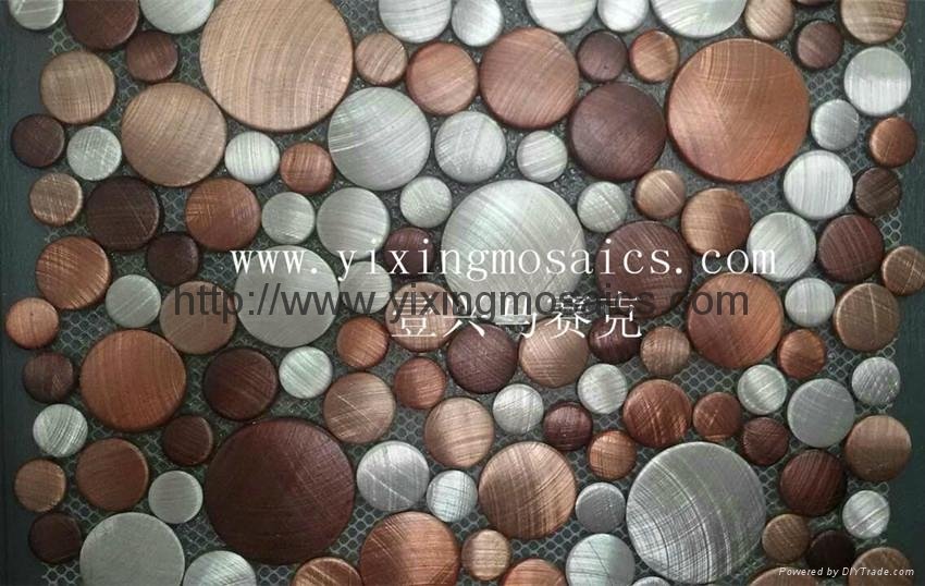 MA77 round colourful Brushed Aluminium metal Mosaic Wall or floor tile 3