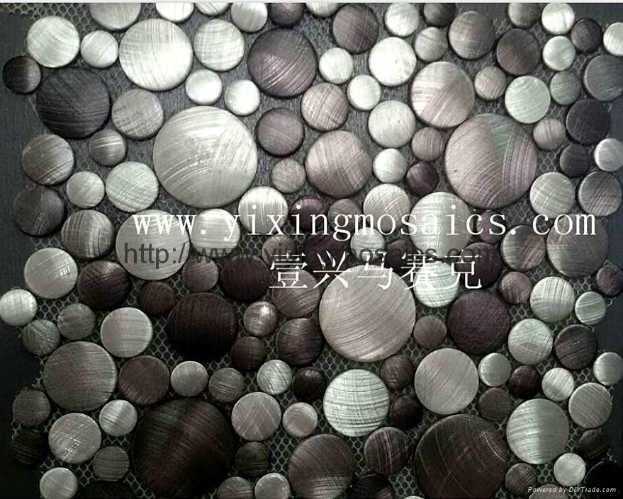 MA77 round colourful Brushed Aluminium metal Mosaic Wall or floor tile 4