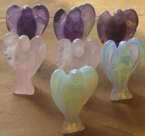 35mm tall healing crystal pocket angels carvings