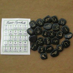 Black obsidian Rune stones set