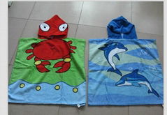 100% cotton velour reactive printing poncho for kids