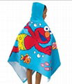 100% cotton velour reactive printing poncho for kids 1