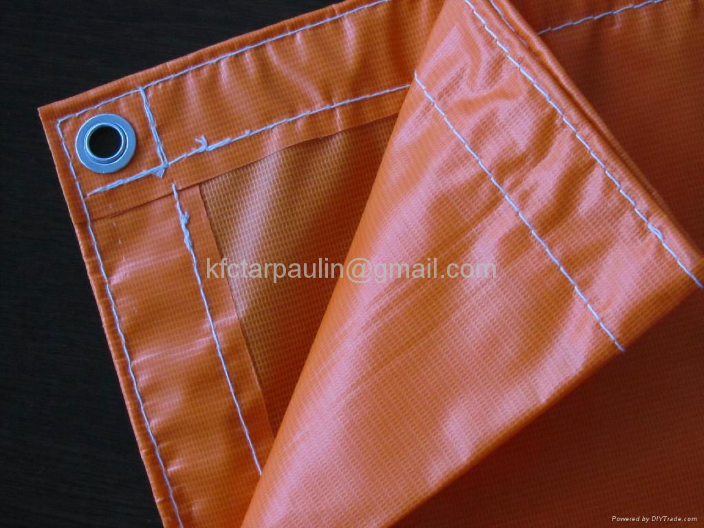 300gsm orange color flame retardant  pvc tarpaulin sheet 2