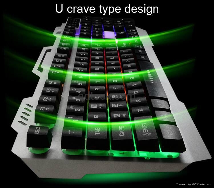 Fake mechanical gaming wired keyboard 7 breathing colors lighting steel