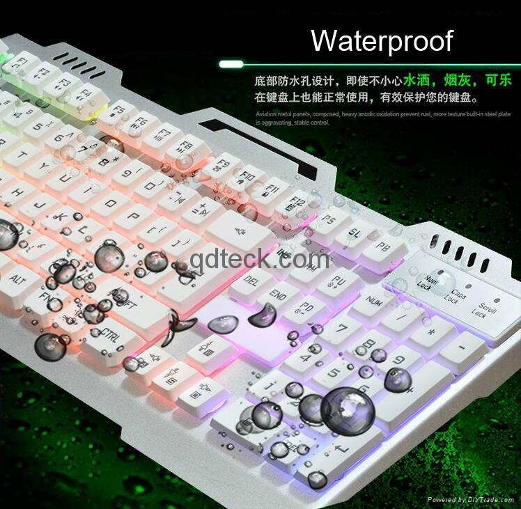 Fake mechanical gaming wired keyboard 7 breathing colors lighting steel cover  3