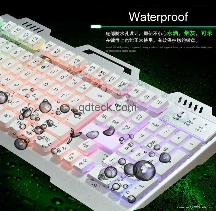 Fake mechanical gaming wired keyboard 7 breathing colors lighting steel