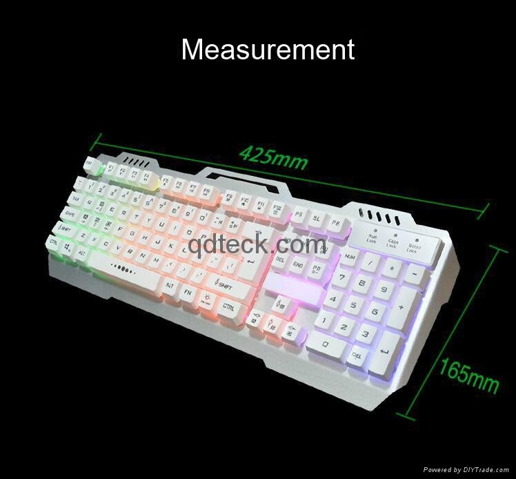 Fake mechanical gaming wired keyboard 7 breathing colors lighting steel cover  4