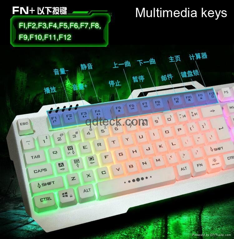 Fake mechanical gaming wired keyboard 7 breathing colors lighting steel cover  5