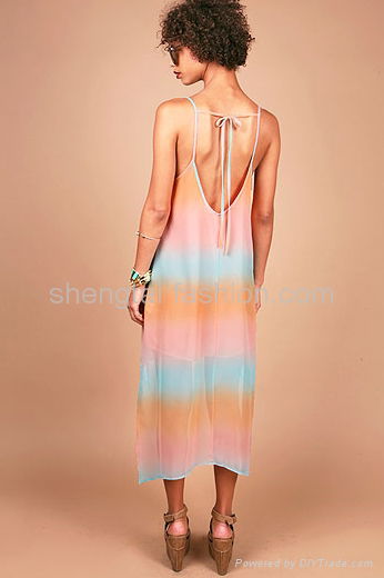 2013 Trendy Chiffon Dress with High-low Bottom, Made of 100% Polyester 2