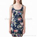 Flower Full Over Print Sundress, Made of 65% Polyester, 30% Rayon and 5% Spandex 1