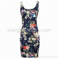 Flower Full Over Print Sundress, Made of 65% Polyester, 30% Rayon and 5% Spandex 2