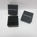 Matte Black Jewelry Double Ring Display Box PU Leather Box With Silver Logo