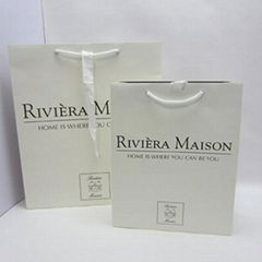 Homewear Advertising Paper Bag White Gray Gift Bag with Grommets 