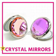 Fashionable Crystal Round Decorative Foldable Make Up Pocket Mirror