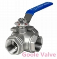 Thread three way ball valve