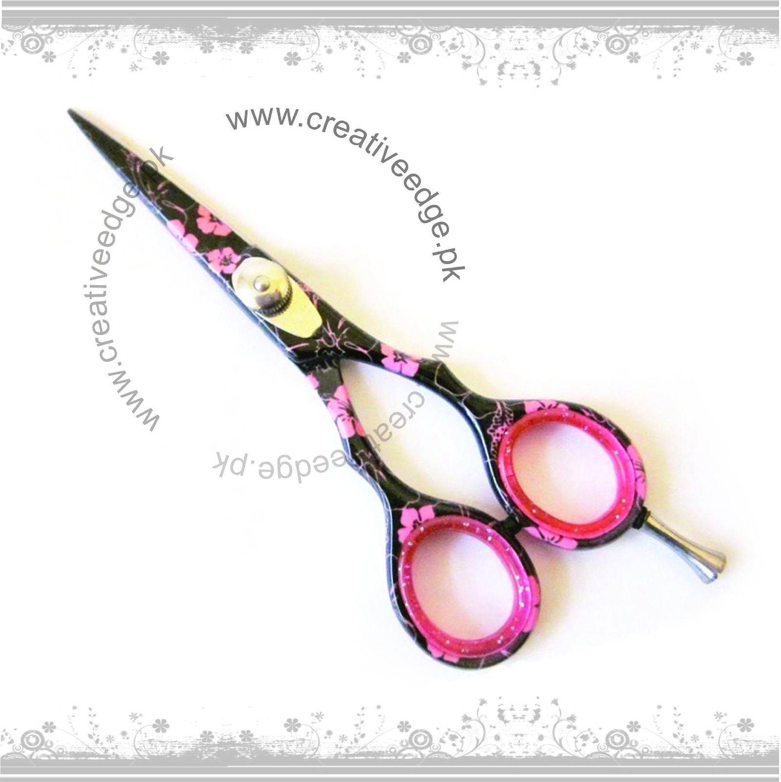 Barber scissor Pink flower coating