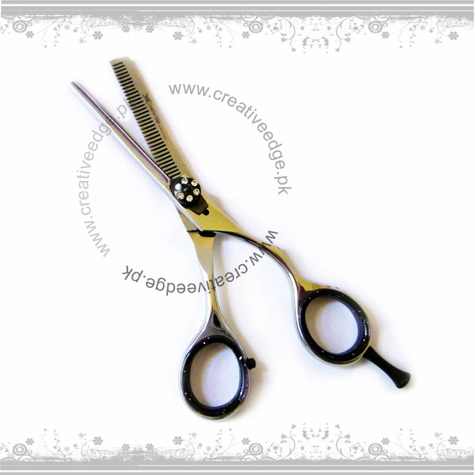 Barber hairdressing Thinning Scissors With White Diamonds Adjustable screw 1