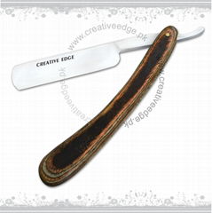 WOOD HANDLE BARBER STRAIGHT CUT THROAT WET SHAVING RAZORS (Fixed Blade)