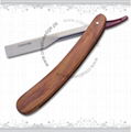 WOOD HANDLE BARBER STRAIGHT CUT THROAT