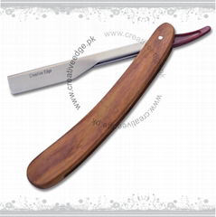 WOOD HANDLE BARBER STRAIGHT CUT THROAT SHAVING RAZORS