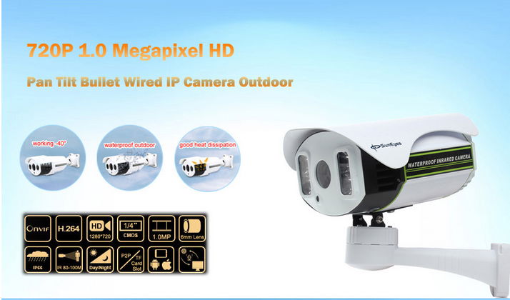  ONVIF IP CCTV Camera Outdoor 720P HD Two Way Audio Pan Tilt Rotation