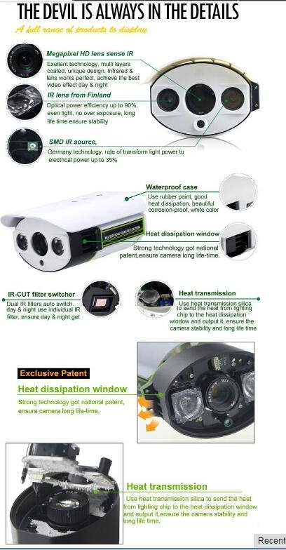  IR Waterproof CCTV Camera CMOS 1.3MP IR Distance 40-50M 4mm 3.0MP Fixed lens 2