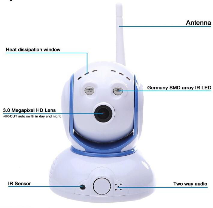 SUPER MINI ROBOT IP CAMERA  1.0MP Pixels  , Wireless, P2P,  Two way Audio,  2