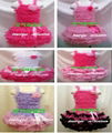 New design add bow hot pink with black flower girl's evening one-piece tutu dres