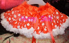 New arrival gorgeous girl's full fluffy holiday pettiskirt dot satin petticoat