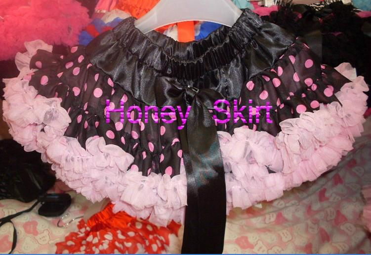 New arrival gorgeous girl's full fluffy holiday pettiskirt dot satin petticoat 2