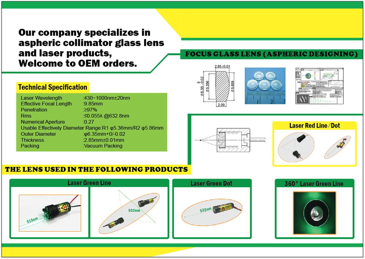 Aspheric collimator glass lens for lasers 4