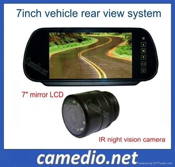 7inch waterproof car rear view camera system 