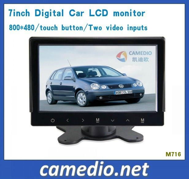 2 AV Input 7inch Stand Alone Car TFT LCD Monitor with Touch Key &Digital Screen 