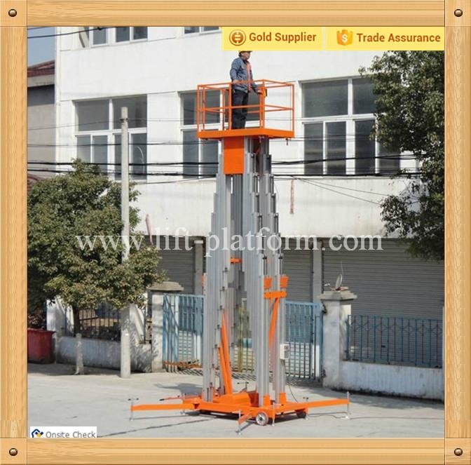 Single aluminum mast hydraulic lifting aerial work platform/work platform 2