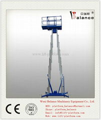 Aluminium elevator single mast working lift paltform