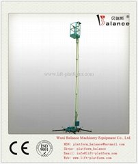 Aluminum mast Lift platform lowered - 8m single- columned for aerial work