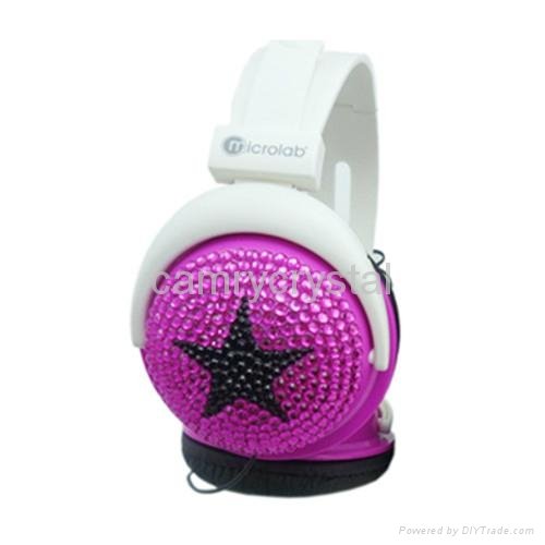Sound Lab Pink Crystal Effect Bling Stereo Headphones