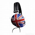 Union Jack Crystal Rhinestone DJ Hi-Def Noise-Canceling Over-Ear Headphones 1