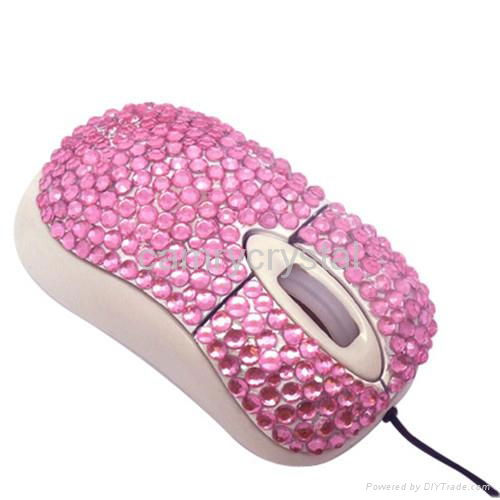 USB Optical Scroll Wheel Clear Crystal Rhinestone Computer Mouse 2