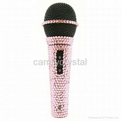 Pink Crystal Rhinestone Karaoke DJ Microphone with on and off Switch and XLR Cor