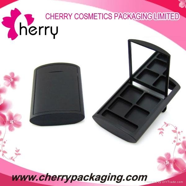Black plastic cosmetic contianer makeup eyeshadow container packaging 