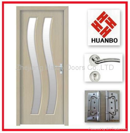 2014 latest design PVC MDF Interior wooden glass doors 3