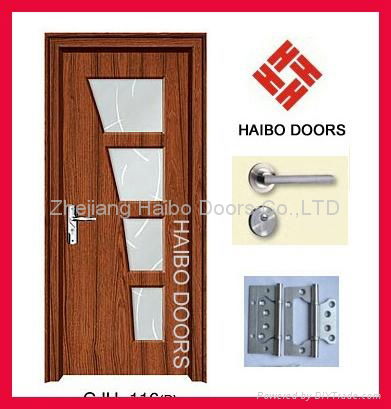 2014 latest design PVC MDF Interior wooden glass doors 5
