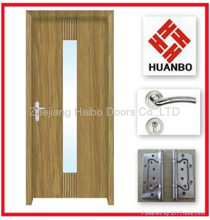 Modern design PVC MDF Interior wooden glass door 4