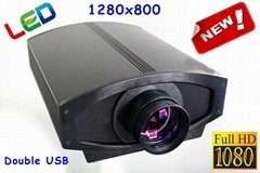 Perfect clear Real 1080P LED video projector HDMI USB port/ built in TV tuner