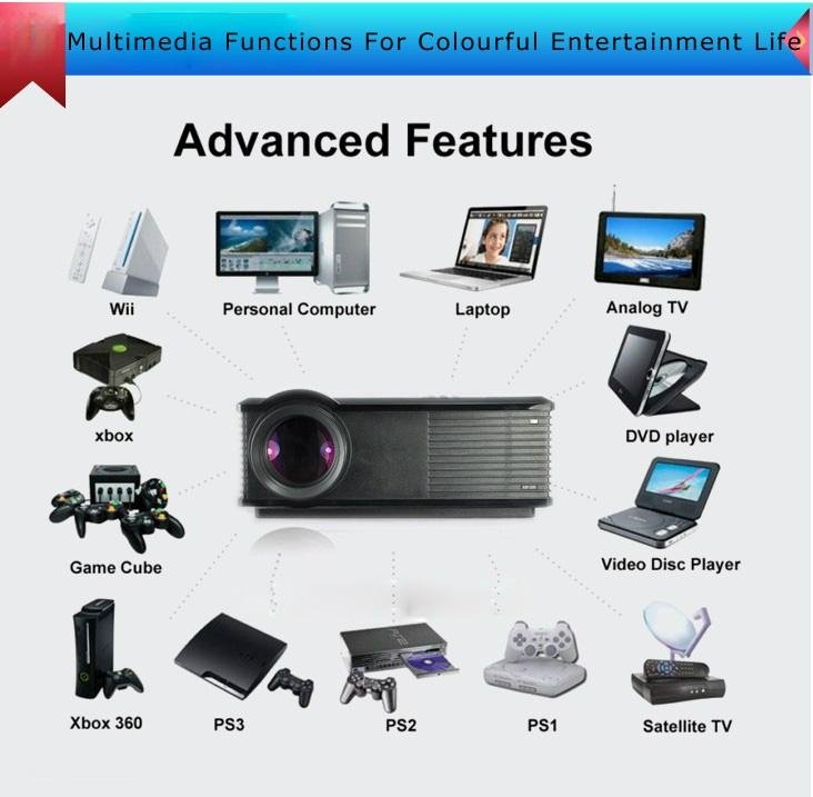 Good quality 3000 lumens LED video projector HDMI/SD/USB/PC for home cinema 4